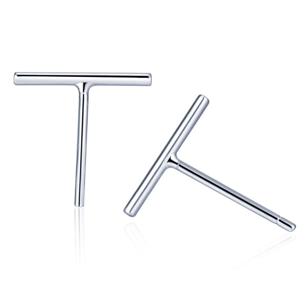 925 Sterling Silver Plain Bar Stud Earrings Line Stick Earrings for Women Girls, 10mm 11mm 12mm