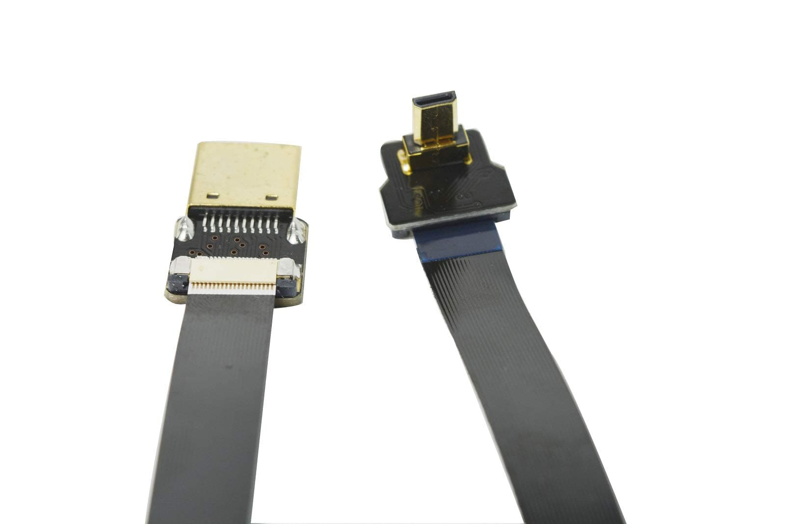 Long Flat Slim Micro HDMI male 90 degree angled up to Standard HDMI male full Normal HDMI for GH4BMPCC sony A5000 A6000 A7S A7R (Not for sony a6300) Black (100CM)