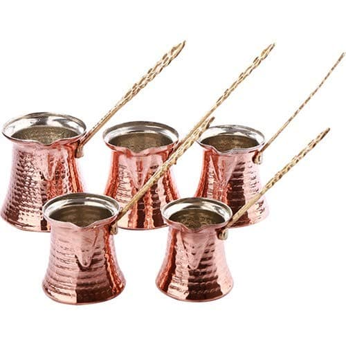 Turkish Solid Hammered Copper Greek Arabic Coffee Pot Stovetop Coffee Maker Cezve Ibrik Briki (5 Size)