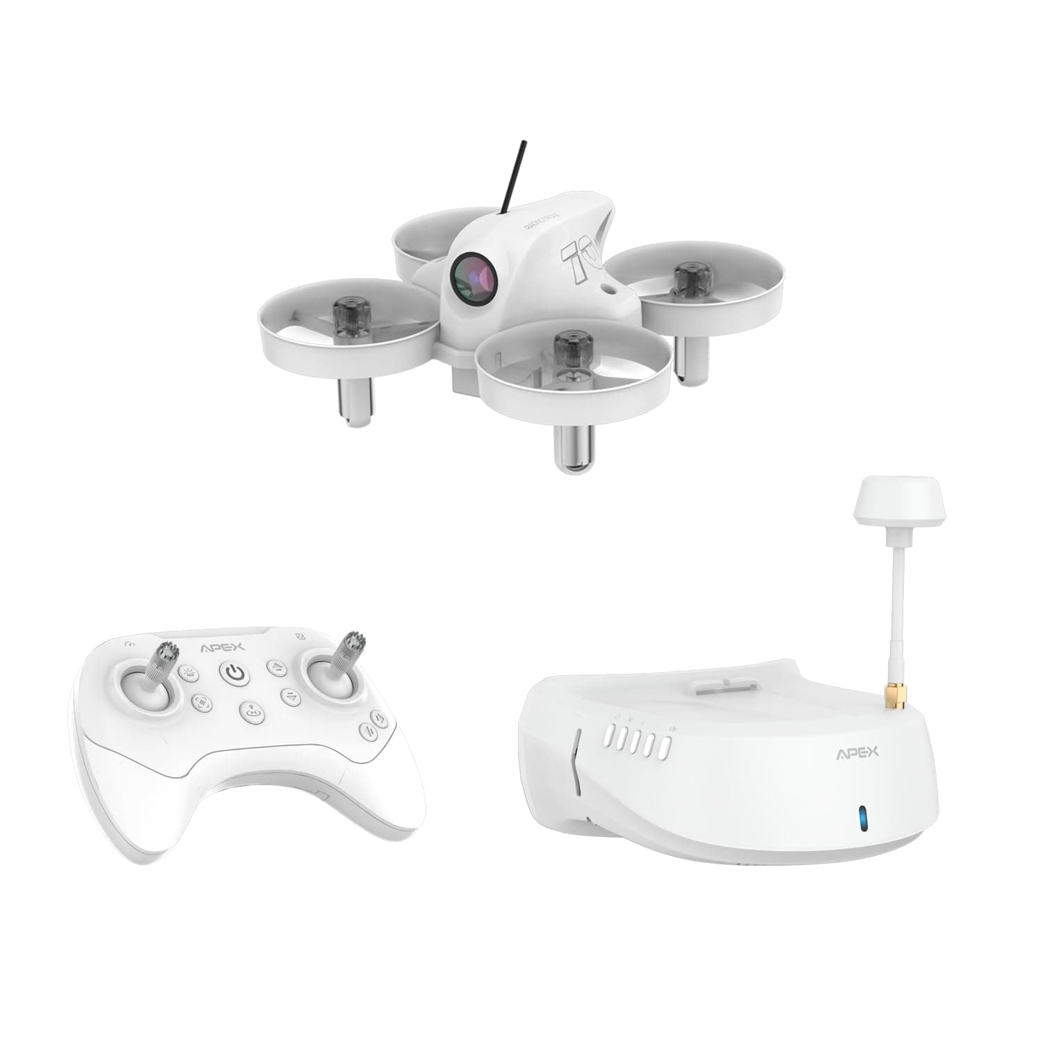 APEX VR70 FPV Drone Kit, First-Person View Drone for Beginners, Brushed Racing Drone with FPV Goggles, Super-Wide 120° FPV, Low-Latency 5.8G Transmission, Drop-resistant, Suitable for Novice Practice