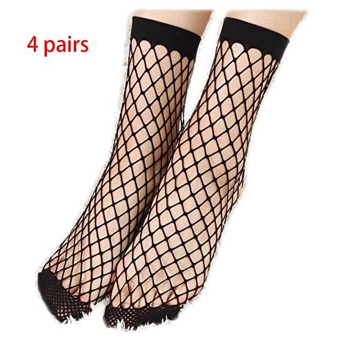 Womens Ankle Fishnet Socks … (Black2- 4Pairs)