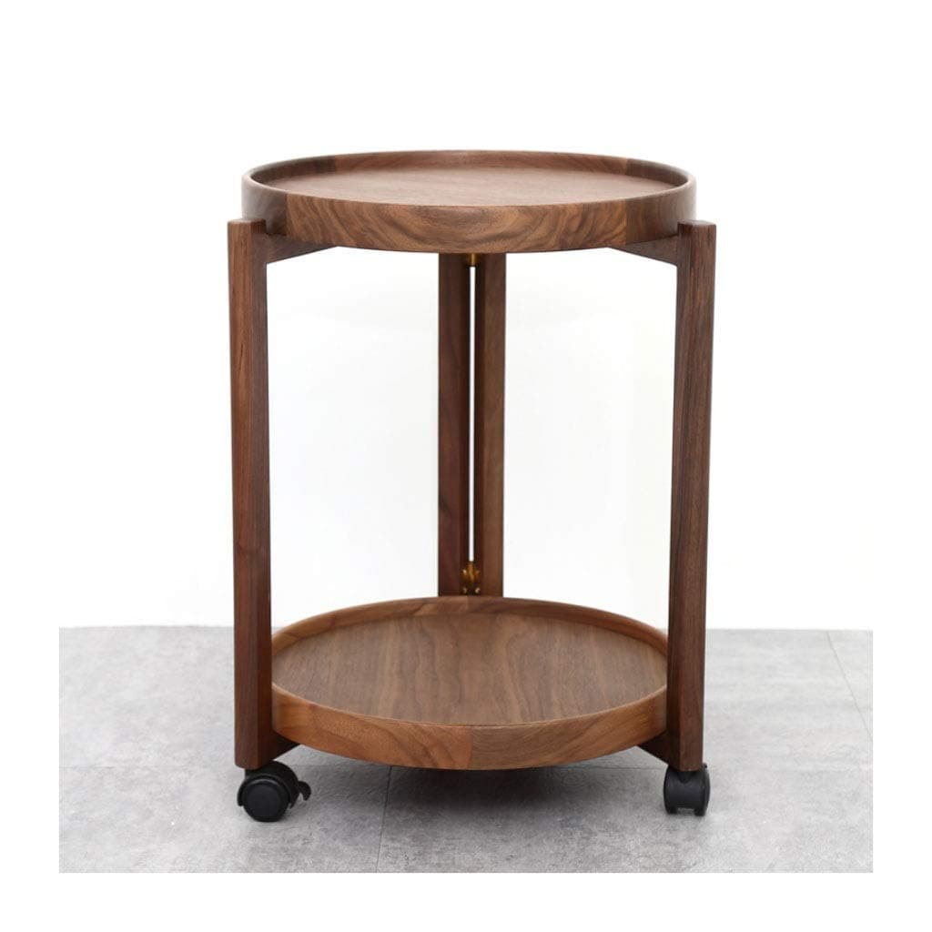 end tables طاولة صغيرة طاولة صغيرة Nanyang Walnut غرفة المعيشة أريكة طاولة جانبية بسيطة طبقة مزدوجة جولة طاولة زاوية صغيرة لسهولة التركيب Side Table for Small Spaces