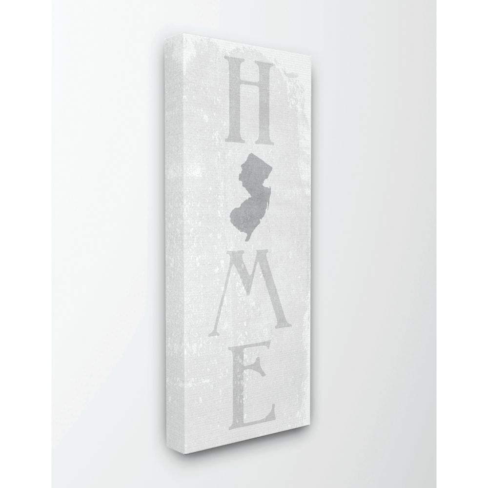 Stupell IndustriesNew Jersey Home State Map Grey Textured Word Design Stretched Canvas Wall Art by Daphne Polselli, 10 x 1.5 x 24, Multi-Color