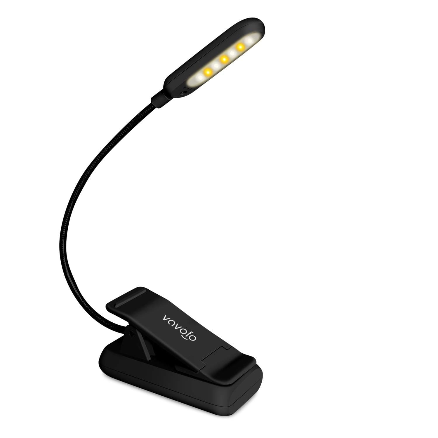 Rechargeable Reading Light, 7 LEDs with 9 Color Temperature 9 Brightness Levels Clip On Book Light for Reading in Bed with Power Indicator for Bookworms (Black)