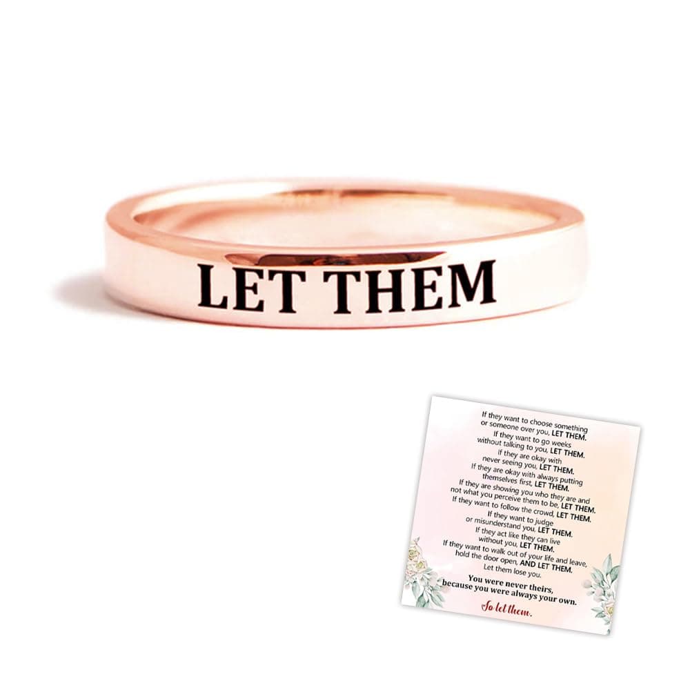 GRFFZXLet Them Ring, Stainless Steel Engraving Stackable Ring for Women, Personality Encouragement Gift To Sorority Sisters Best Friends, Inspirational Motivational Friendship Gift Jewelry
