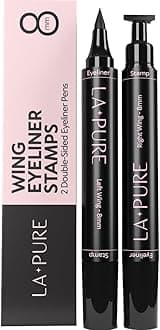 Waterproof Winged Eyeliner Stamp - 8mm Long Lasting Liquid Liner Pen, 2 Wingliner Black Make Up Pens, Vamp Style Wing, Smudgeproof & Sweatproof, Perfect Cat Eye Look, Eyeshadow, No Dipping