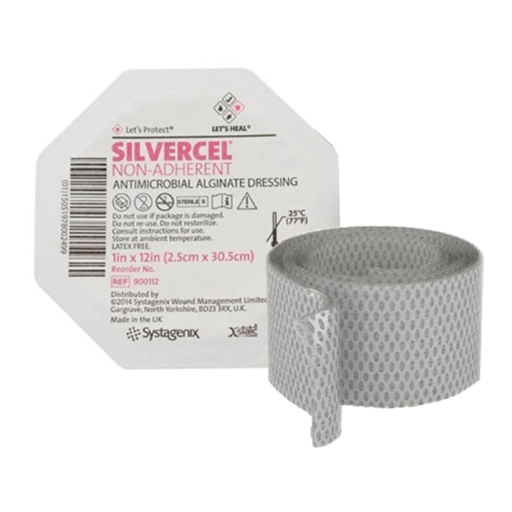 Silvercel Non-Adherent Antimicrobial Alginate Dressing 1" x 12" Rope [Carton of 5]