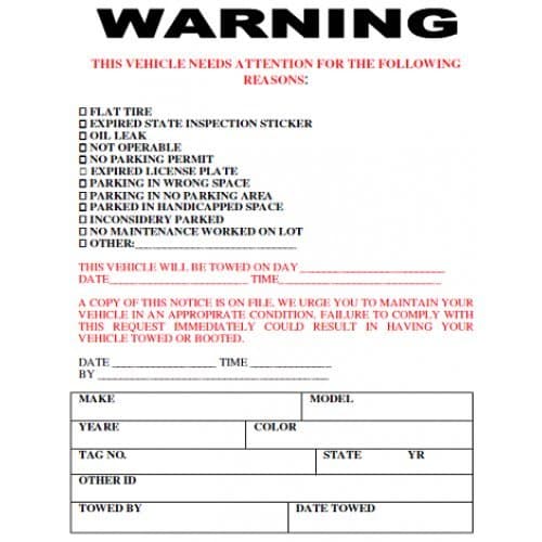 "Warning" Parking Violation Warning Tickets Book 50 Cts with 2 Copies