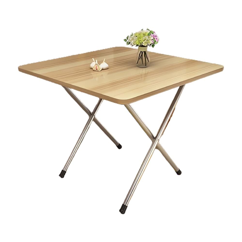 AUTOYSUR Wooden Square Table, Multifunctional Folding Table with Metallic X Shape Stand,Portable Camping Table,Dining table,Garden, Picnic,Coffee table 60x60 cm (Walnut)