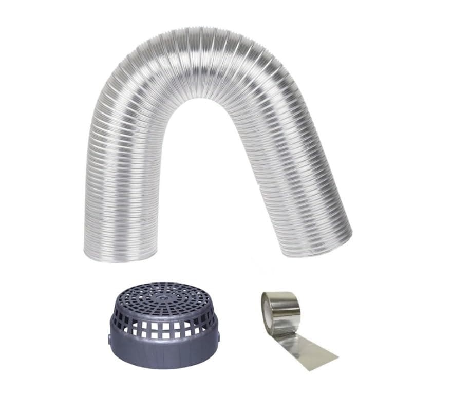 Oxy-air OXYAIR Duct/Exhaust Pipe (4 inch) can be Expanded Upto 10 ft with Cowl Cover and Aluminum Tape (Silver)