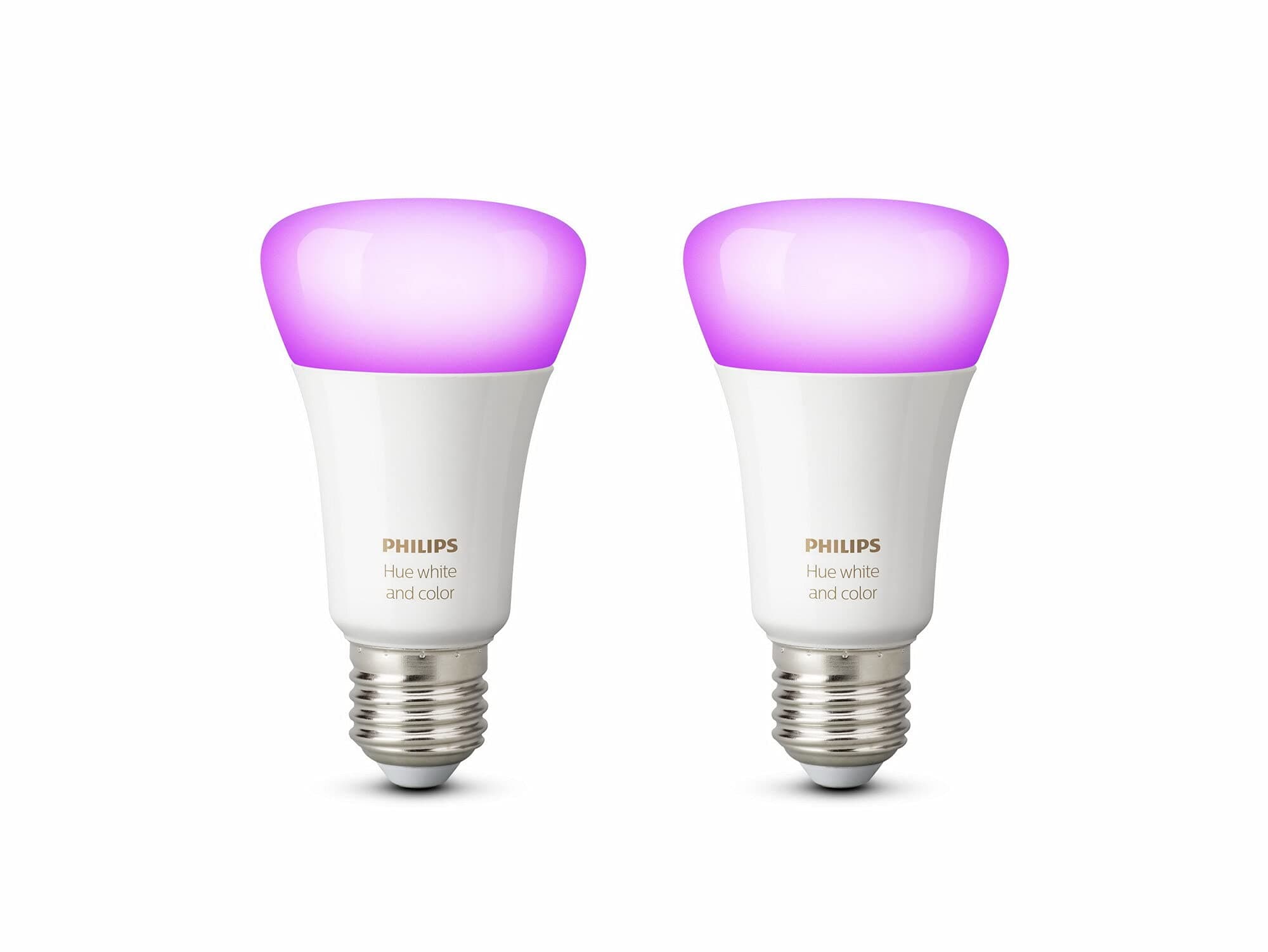 White and Colour Ambiance LED Smart Light Bulb 2 Pack [E27 Edison Screw] 60W Equivalent, with Bluetooth, Works with Alexa, Google Assistant and Apple Homekit.