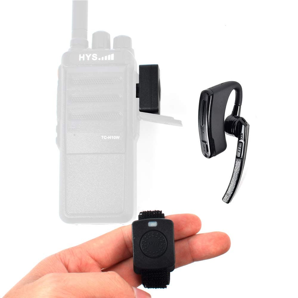 HYS 2 Pin Wireless Earpiece Two Way Radio Bluetooth Headset with PTT for Kenwood PUXING Baofeng UV-5R UV-5RA 888S Walkie Talkie