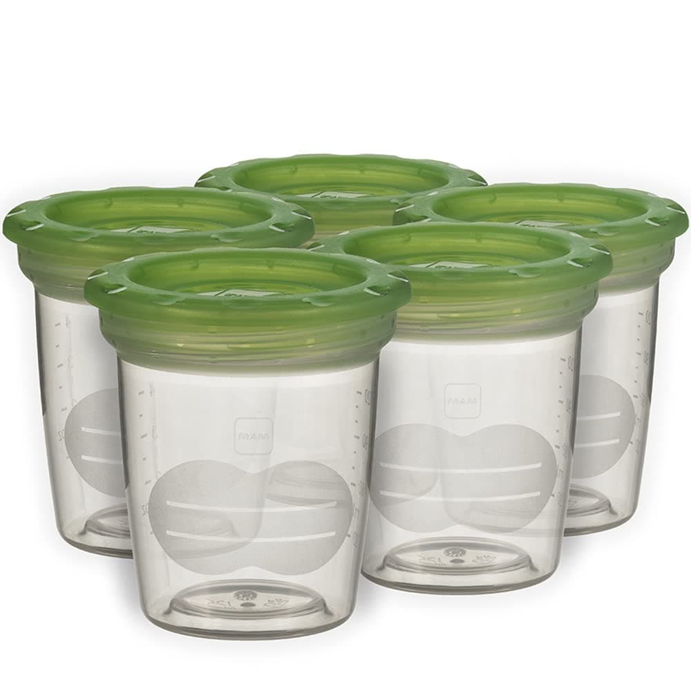 Storage Pots | 5 Pack | for Safety Storing Breast Milk and Baby Food | Compatible with MAM Breast Pump | Baby Accessories