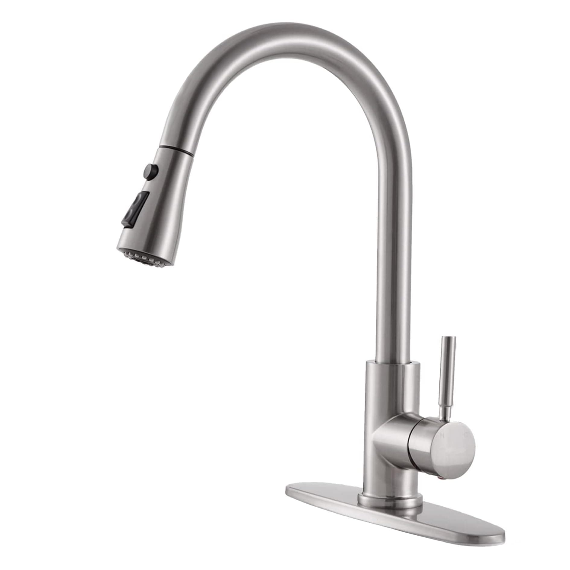 VAPSINT Kitchen Faucets, Brushed Nickel Kitchen Faucet with Pull Down Sprayer, High Arc Single Handle Pull Out Kitchen Faucets, Commercial Kitchen Sink Faucets for Farmhouse Rv Camper Laundry Bar