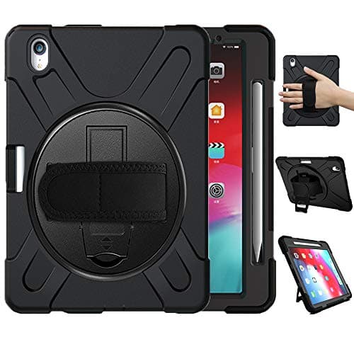 Azzsy iPad Pro 11 Case 2018 with Pencil Holder [Support Apple Pencil Charging], [360 Degree Swivel Stand/Hand Strap] Slim Heavy Duty Shockproof Rugged High Impact Full Body Protective Case (Green)