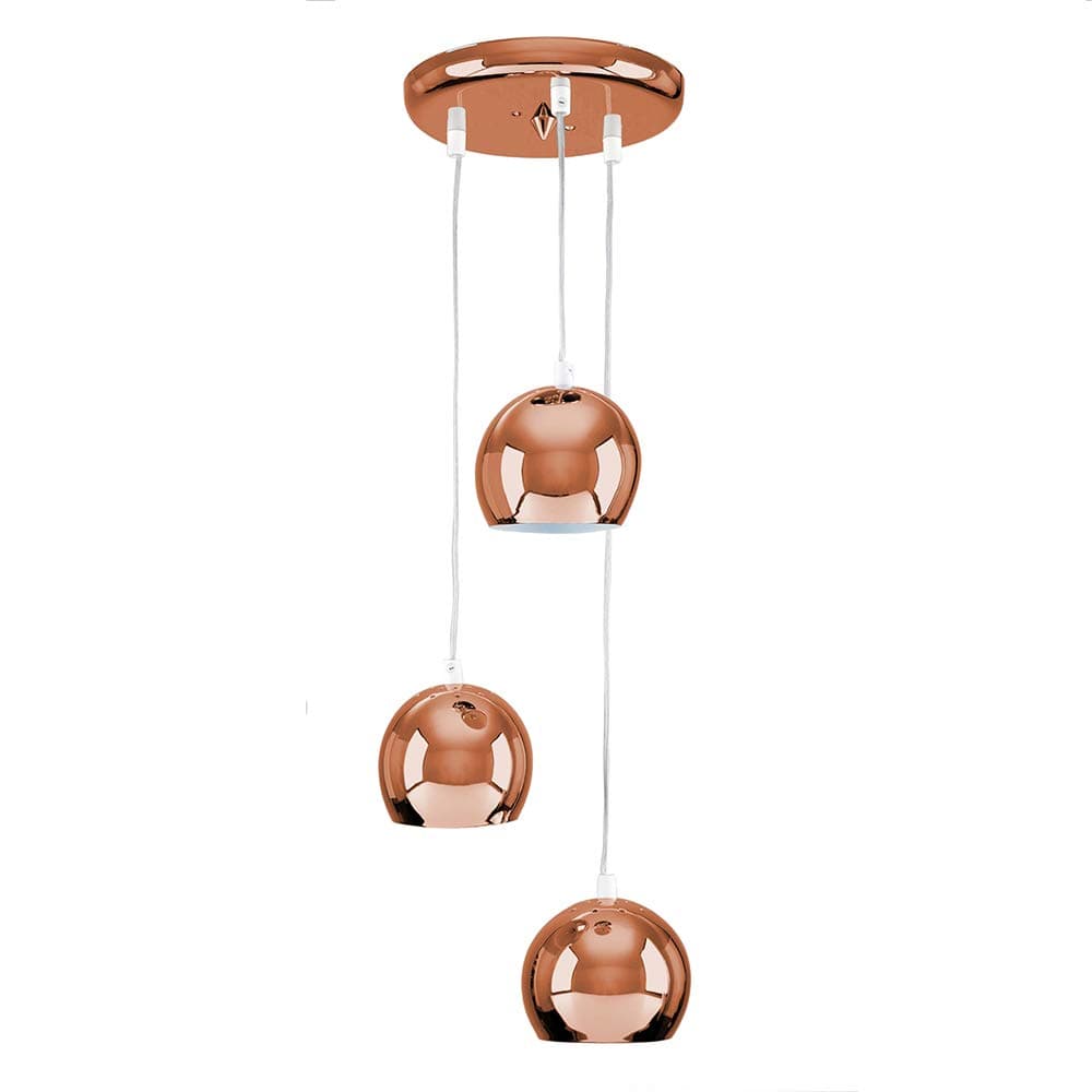 MiniSun | Retro Eyeball 3 Way Droplet Ceiling Pendant Light Fitting in a Copper Finish | Pendant Lights, Home Décor & Improvement Essential | Mains Wired