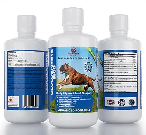 Advanced Extra Strength Liquid Glucosamine Chondroitin MSM for Dogs PLUS CALCIUM - Hip, Joint and Bone Supplement Quickly Absorbs Faster Than Chewables or Powders to Aid in Pain & Dog Arthritis for Large or Small Dogs. Safe & Natural Made in USA!