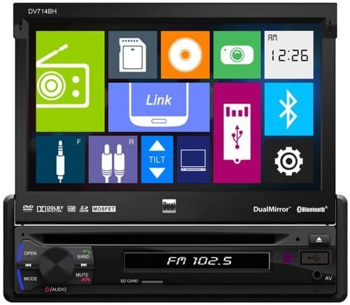 Dual DV714BH In-Dash Single DIN DVD/MP3/USB Car Stereo Receiver w/Built-In Bluetooth and DualMirror Technology (Renewed)