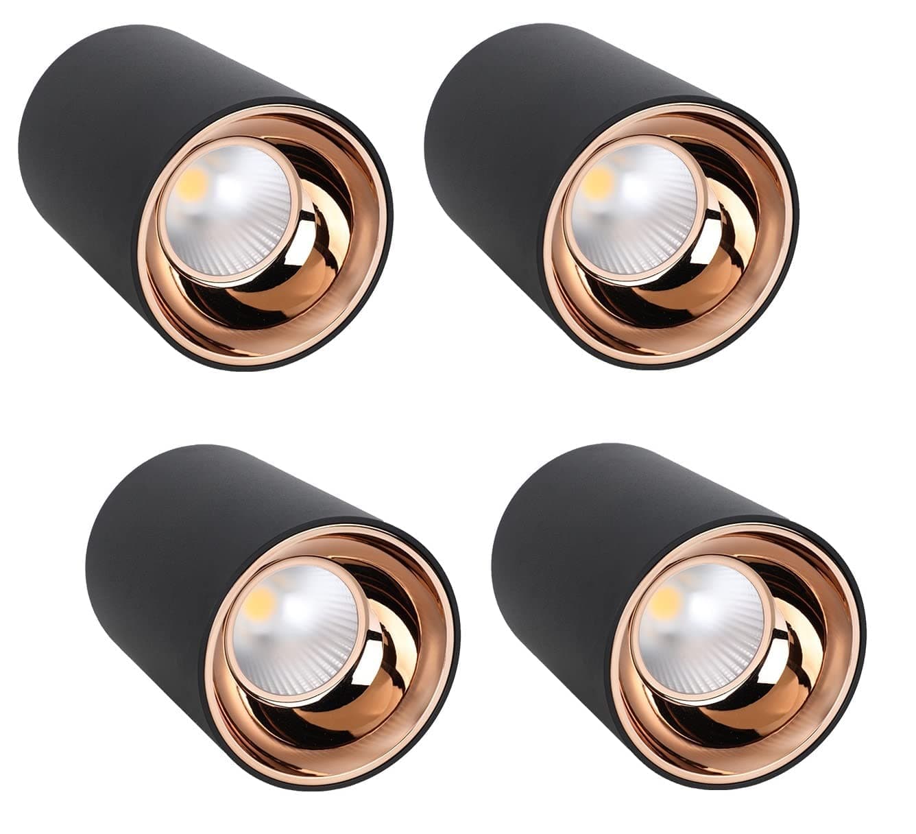 Errol 3 Watt Black Body Surface Cylinder Light Ceiling | Mounted Spot Light | Cylinder Light for Indoor | Down Cob Light for Balcony,Room,Hallway, Color-Warmwhite. (Pack of 4)