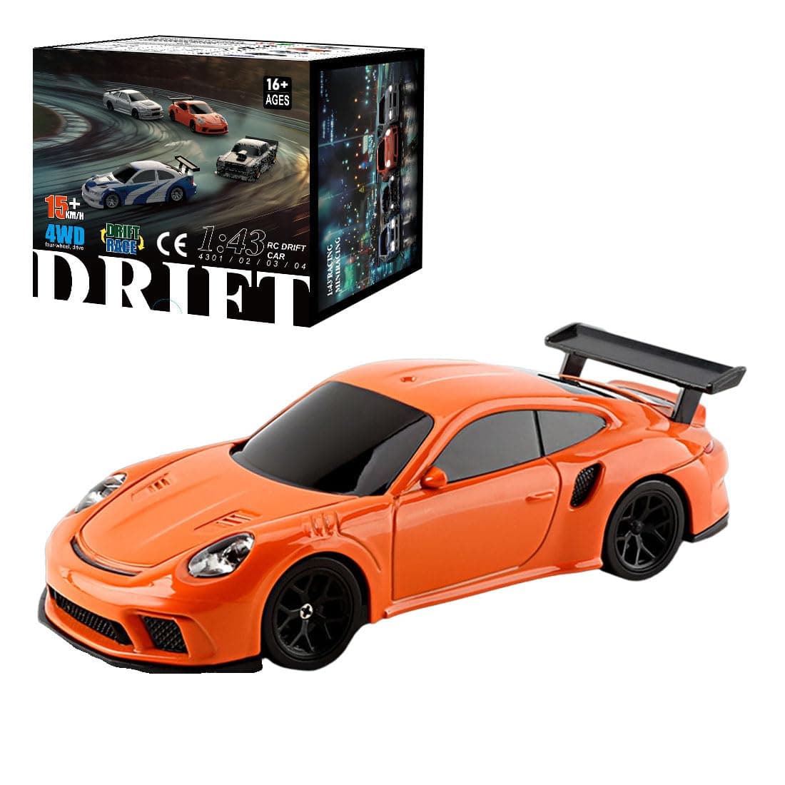 1/43 RC Drift Car for Adults, Mini 2.4G Remote Control Sports Car with Lights -RTR