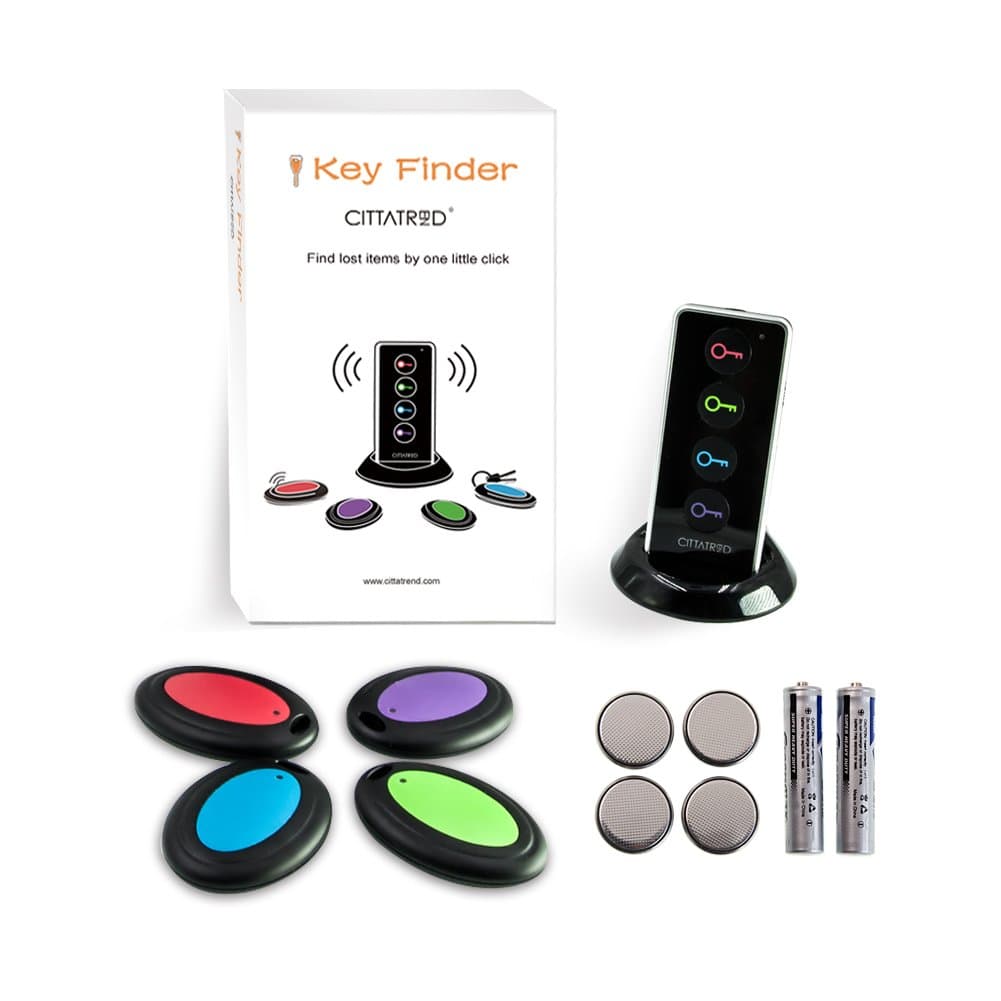 Cittatrend Key Finder Wireless RF Item Locator and Base Support Beeper Tags, Item Finder Phone Locator Wallet Tracker, All Batteries Included (4in1)