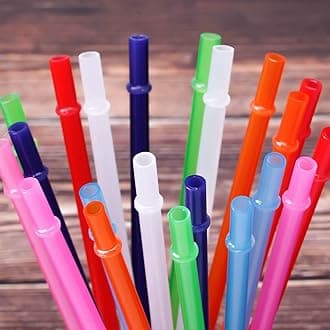 Dakoufish 12 Piece 9 Inch Reusable Plastic Thick Drinking Straws BPA Free Mason Jar Straws Plain Color