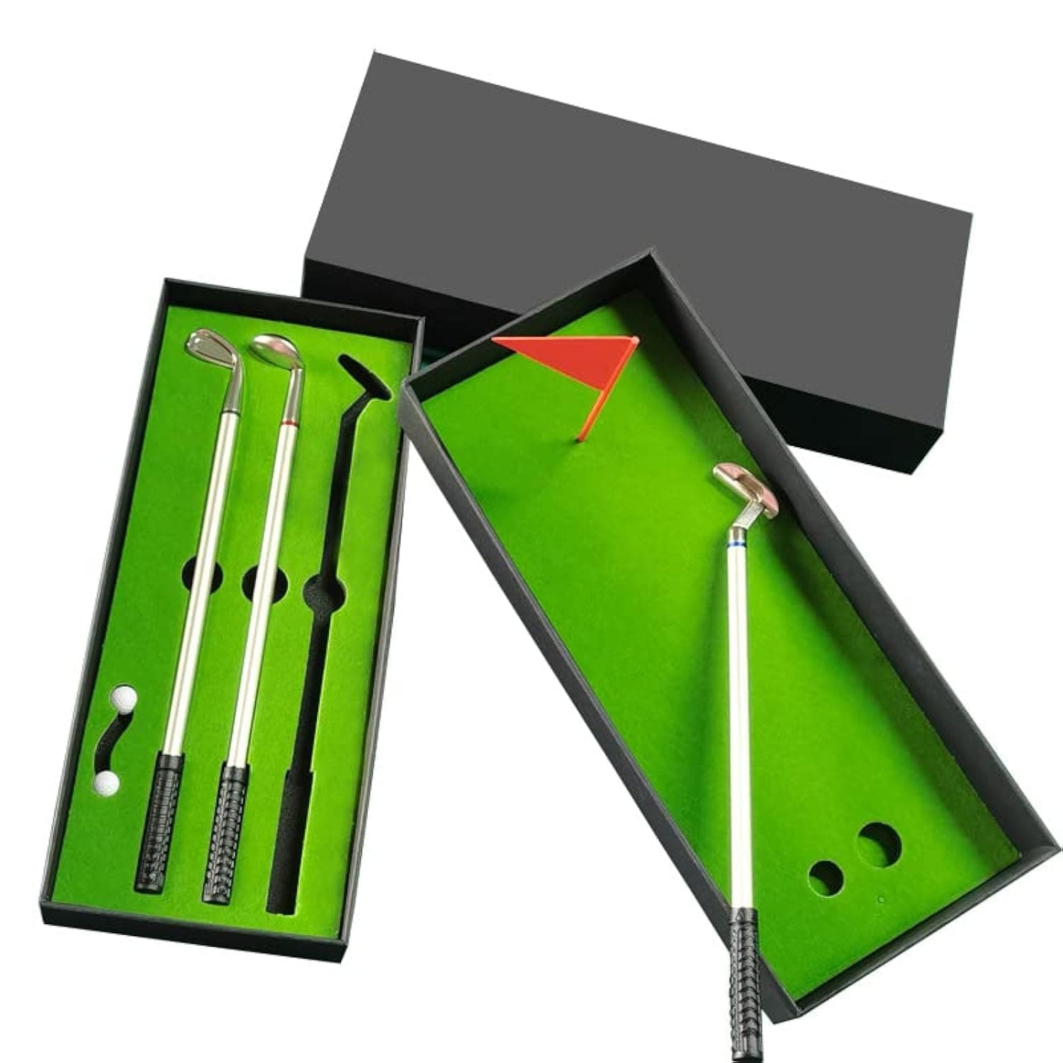 Golf Pen, Mini Golf Gift Set, Desktop Golf Ball Pen Gift, 3 Golf Clubs Pens with Balls and Flag, Dad Boss Coworkers Him Boyfriend Golfers Funny Birthday Gifts, Desktop Games Office Gadgets Desk Decor