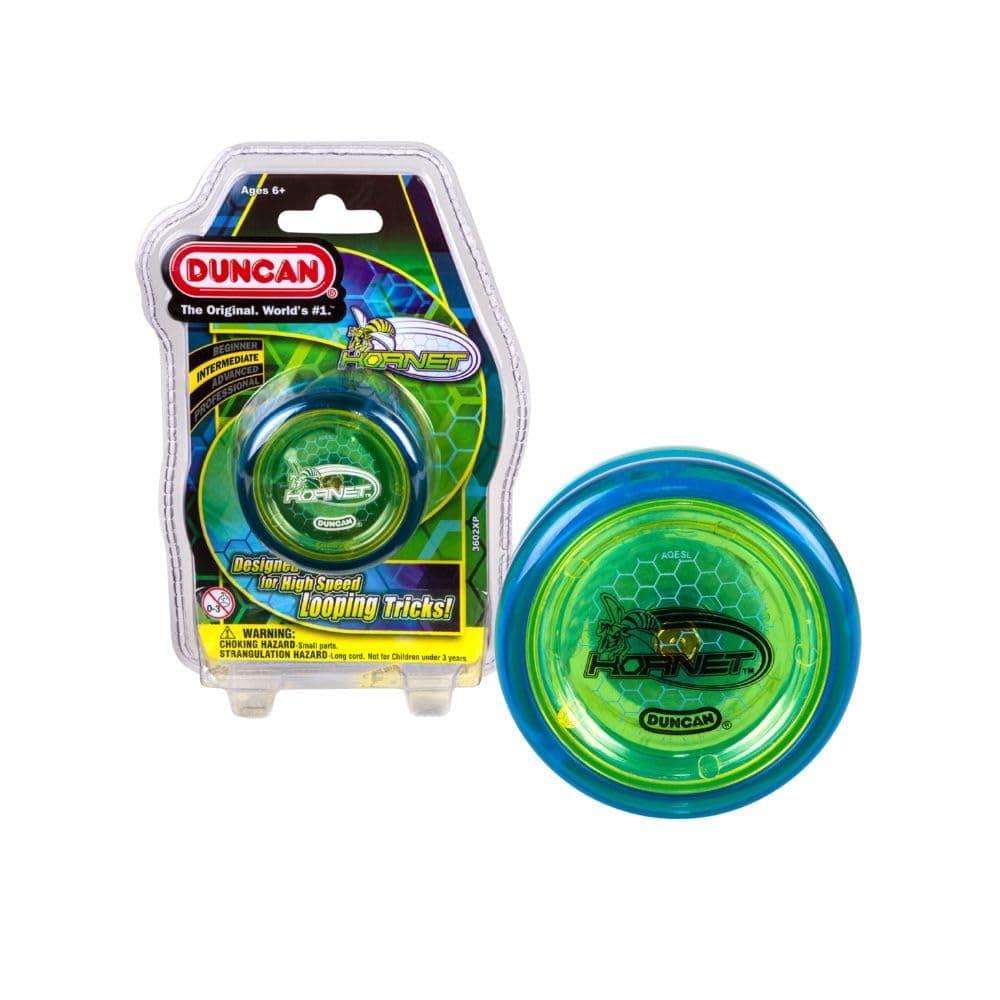 Duncan Toys Hornet Pro Looping Yo-Yo with String, Ball Bearing Axle and Plastic Body, Blue with Yellow Cap