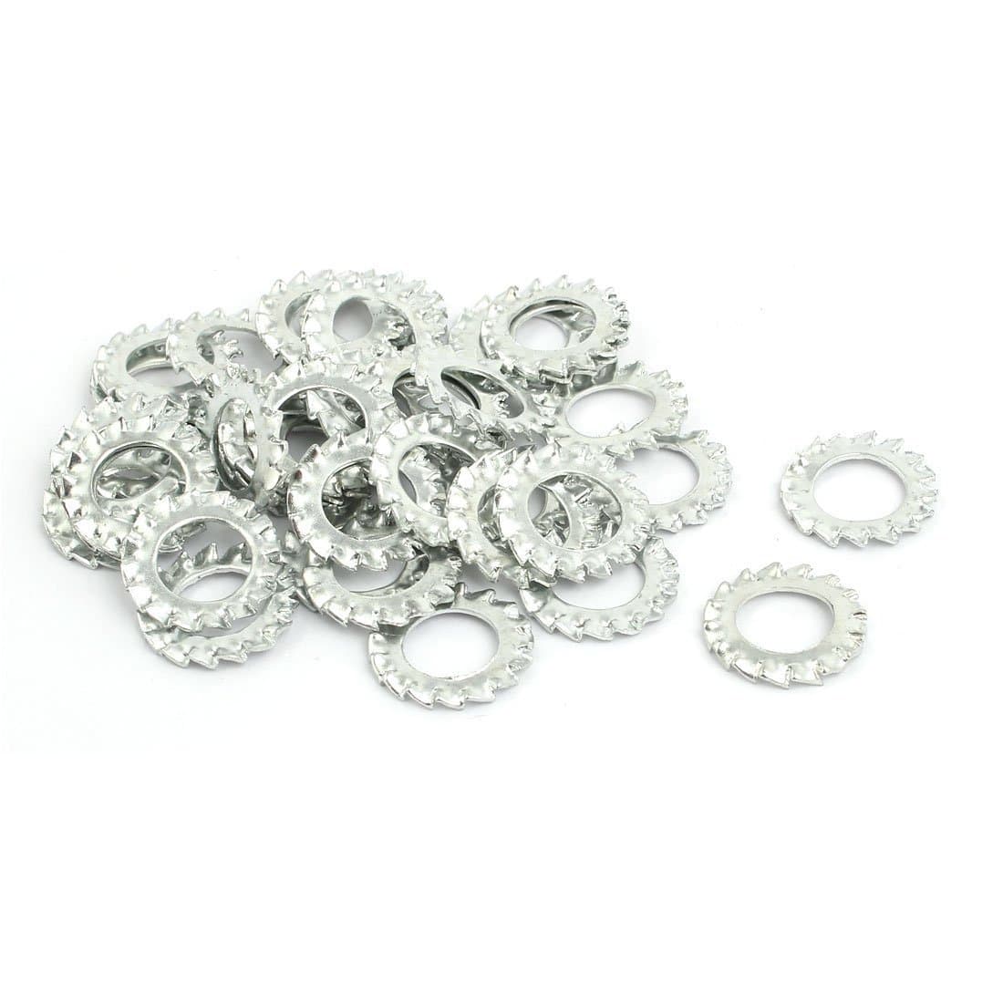 ELBME Imported 10mm Inner Dia Carbon Steel Zinc Plated External Tooth Lock Washer 40pcs