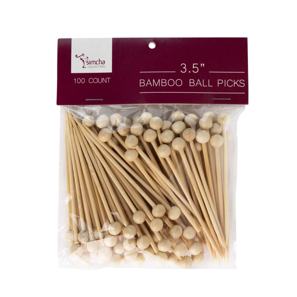 Bamboo Picks - 3.5" | Simcha Collection | Ball End | 100 Pcs.