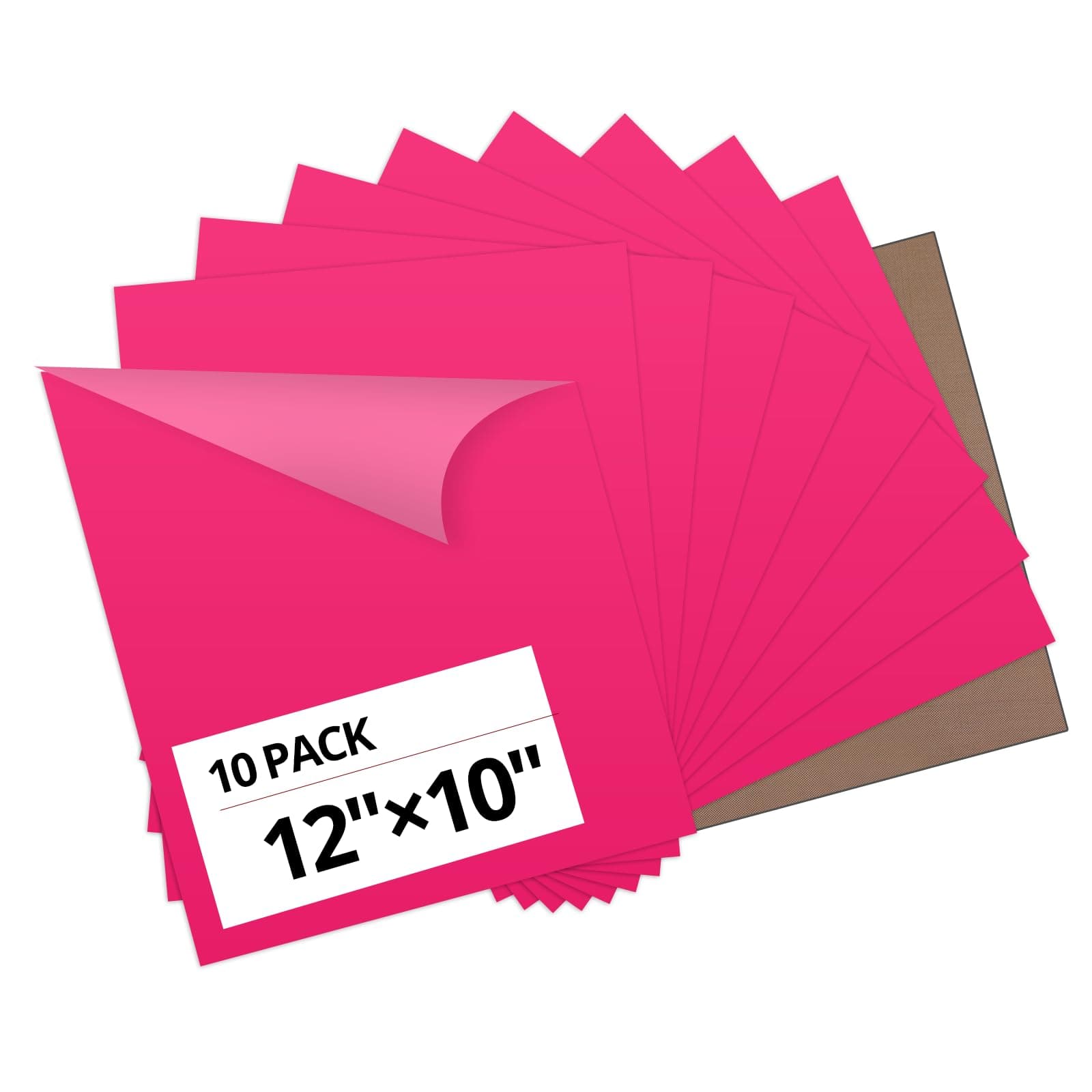 HTVRONT Pink Heat Transfer Vinyl Bundle - 10 Pack 12" x 10" HTV Vinyl for T-Shirt, Neon Pink Iron on Vinyl for Cricut, Silhouette Cameo or Heat Press Machine