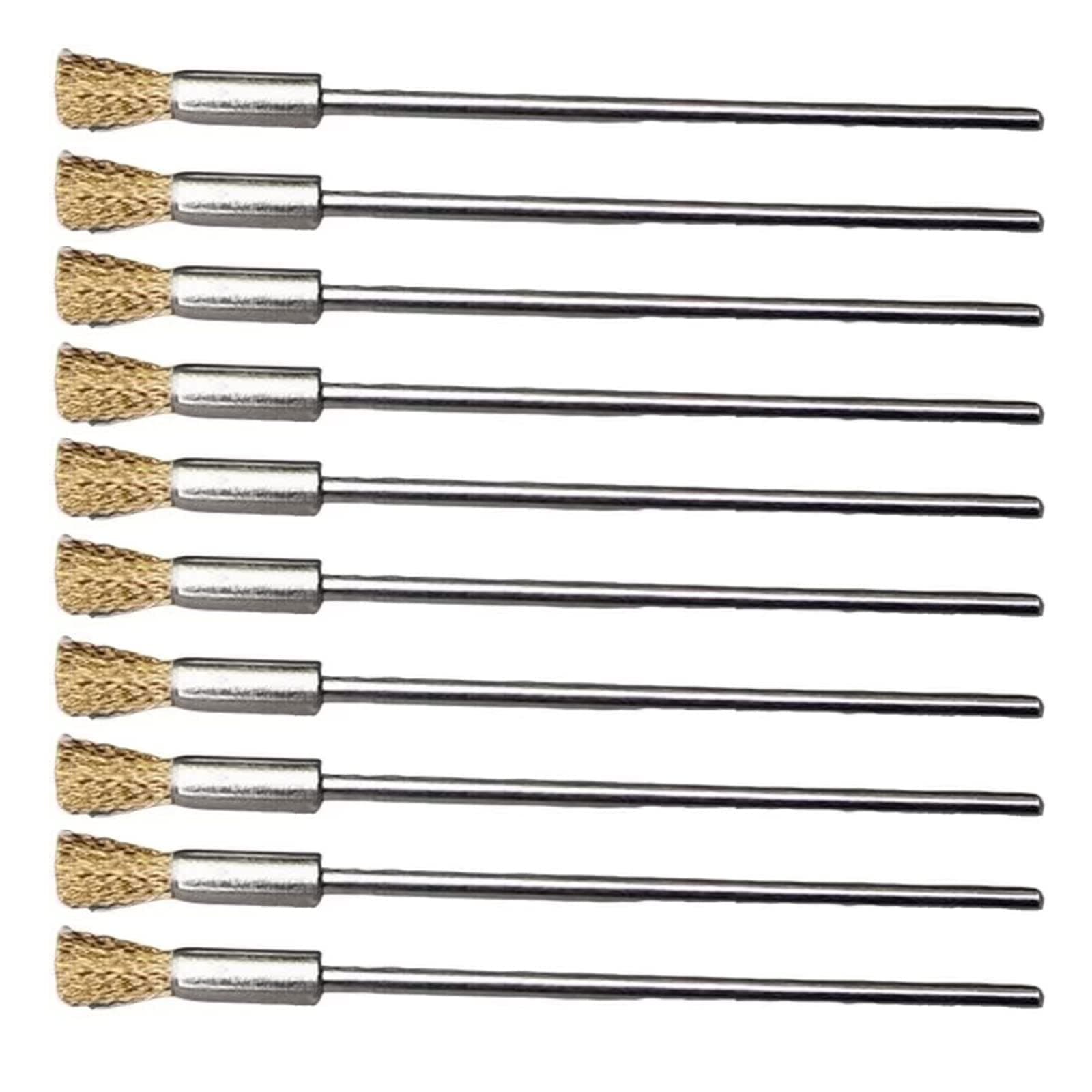 10 Pieces Extended Stainless Copper Wire Cleaning End Brushes Pen Wire Brush Rust Paint Removal Bits Polishing Rotary Tools Accessories 3 mm Mandrel (6 mm end Brush)