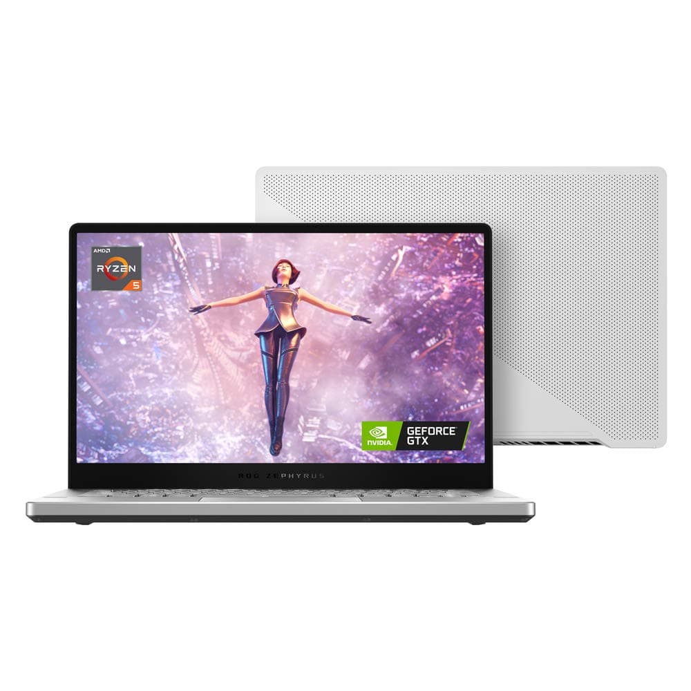 ASUS ROG Zephyrus G14 G401IA Full HD 14" IPS level Gaming Laptop (AMD Ryzen 5 4600HS, NVIDIA GeForce GTX 1650 4GB, 512GB M.2 NVMe SSD, 8GB RAM, Windows 10, Includes Bag & LAN Dongle), White