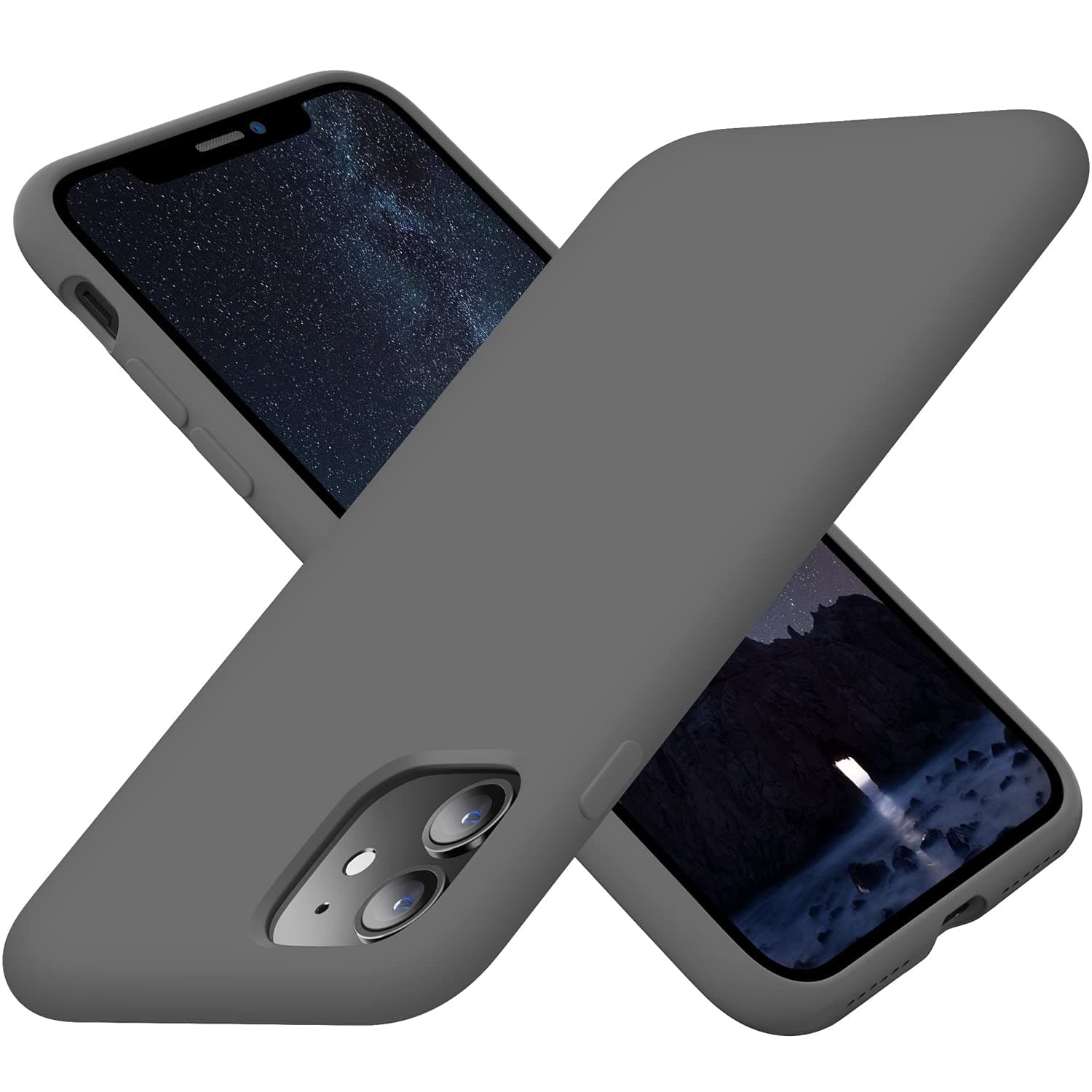 Cordking Designed for iPhone 11 Case, Silicone Ultra Slim Shockproof Phone Case with [Soft Anti-Scratch Microfiber Lining], 6.1 inch, Space Gray