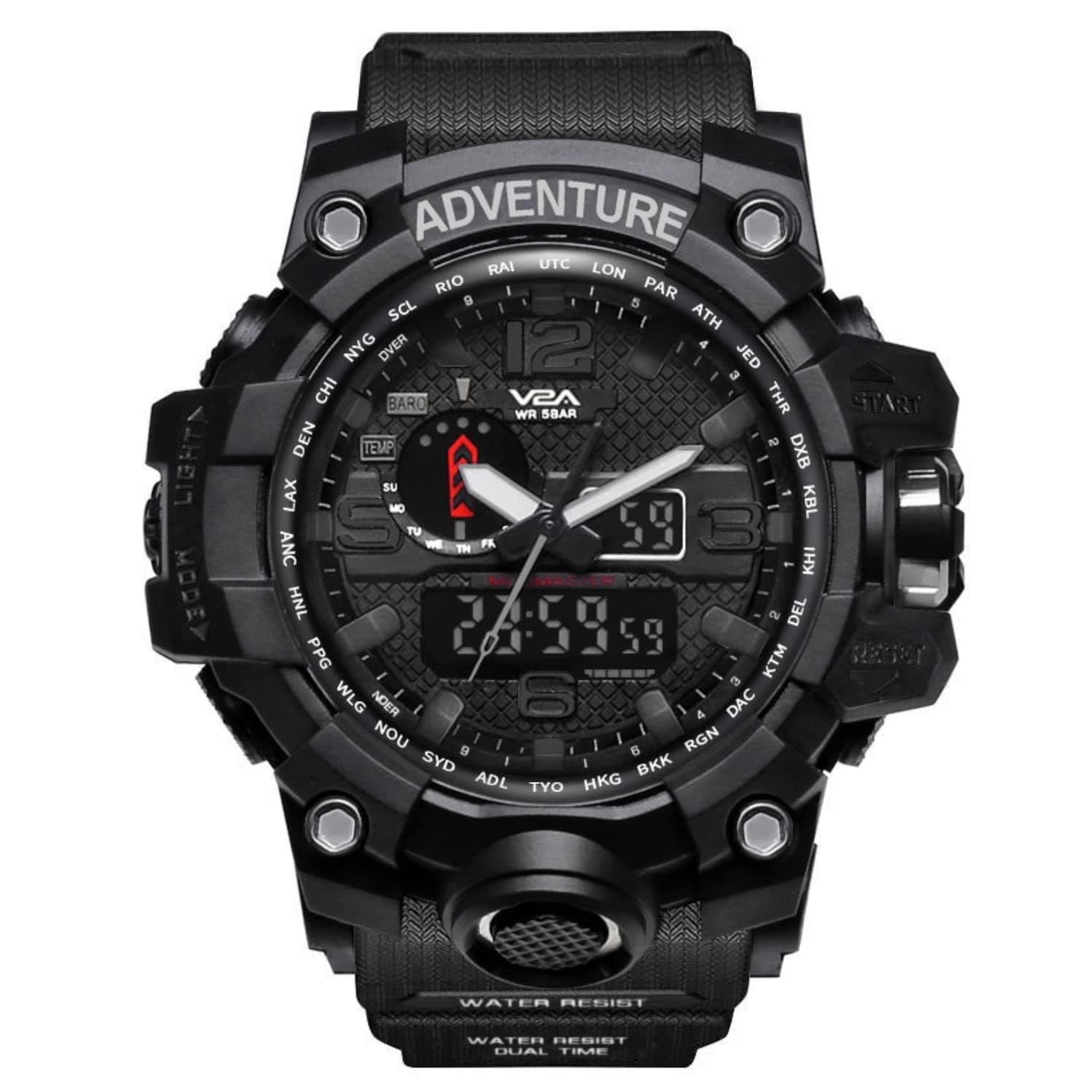 Analogue - Digital Men's Watch (Black Dial Blue Colored Strap)