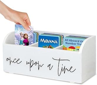 Yoto Card Holder,Wooden Yoto Card Case, Yoto Card Storage Box with Two Compartments, Wood Trading Deck Box-Designed to Hold Yotoo Mini Audio Cards (White, 3 compartments)