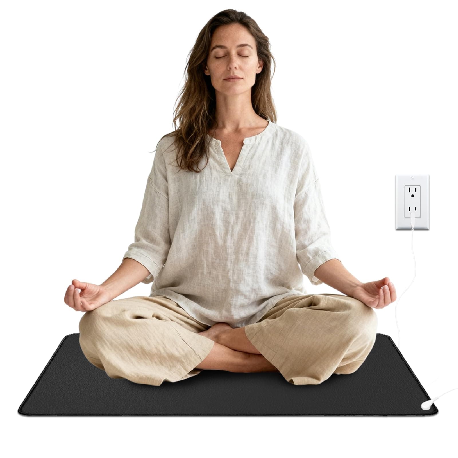 Grounding Mat, Earthing Grounding Mat for Sleeping 23.6x35.4 Inches with 15 Feet Grounding Cord, Reduce Inflammation Improve Sleep Help with Anxiety, Grounding Mat at Home, Work, Black