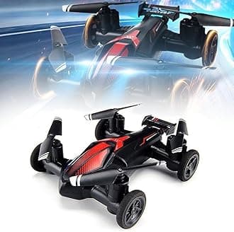 Remote Control Flying Car Air-Ground Dual Mode Toys, Fighter Plane Glider Airplane Outdoor Flight Toys for Kids and Adults (Red A)