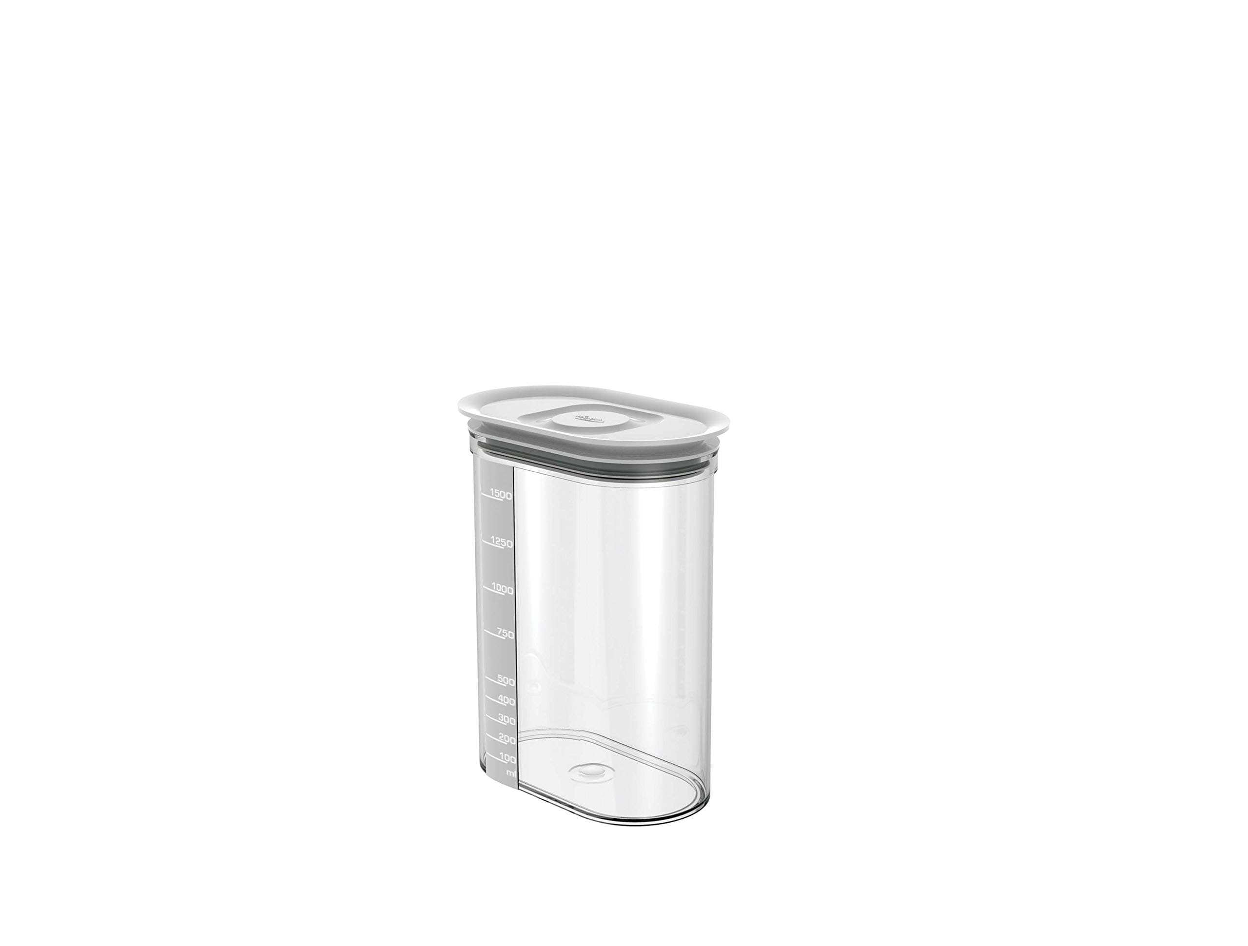 Biesse Casa Oval airtight containers, White/Chrome, 1550 cc