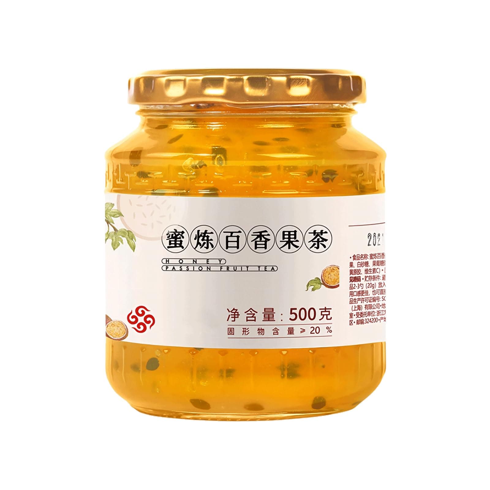 Mkostlich Honey Passion Fruit Puree, Passion Fruit Pulp Blended with Honey, Passion Fruit Jam Passion Fruit Tea for Drink/Smoothie/Bread/Salad/Cocktail, 500g/17.63oz (1 Pack, Passion Fruit)