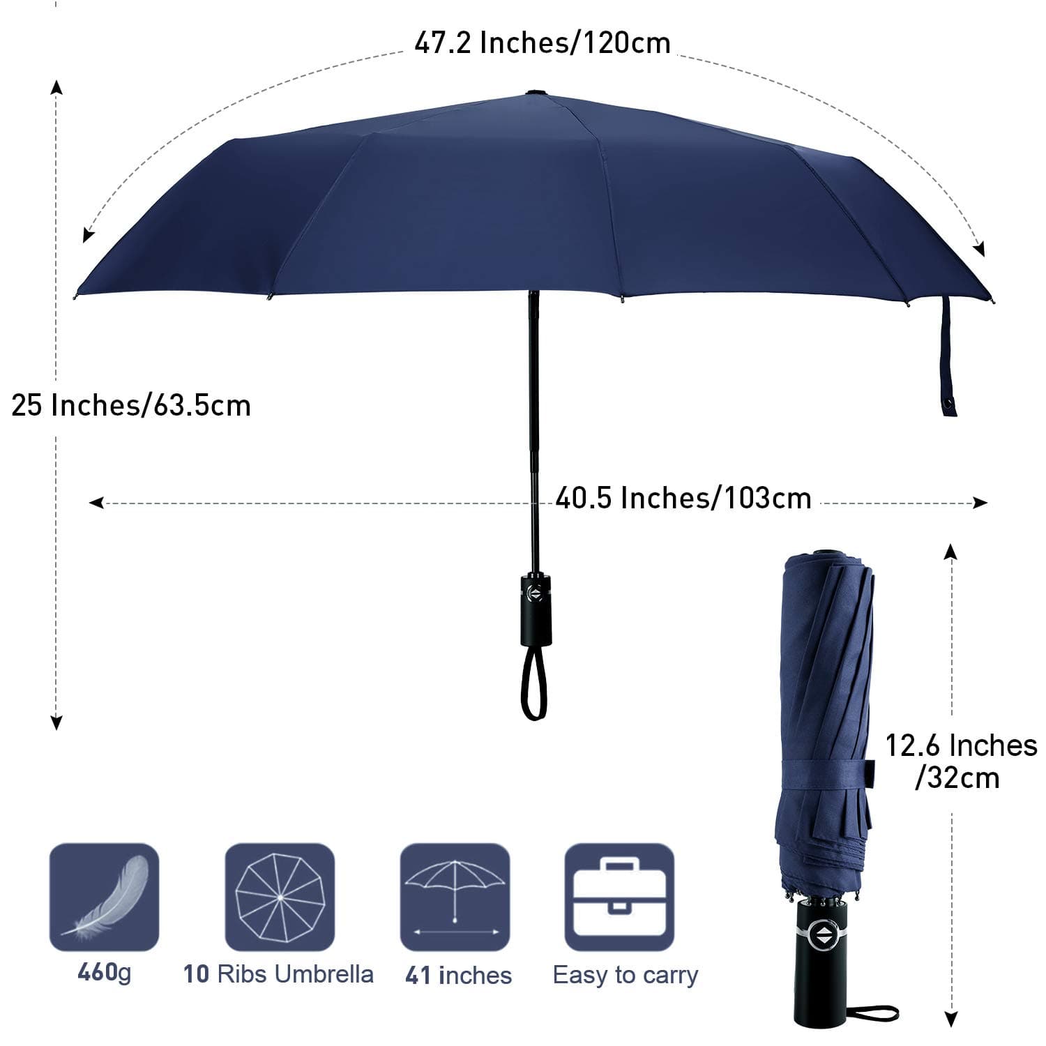 Compact Folding Windproof Automatic Umbrella With Zipper Case For Women/Ladies (Burgundy)
