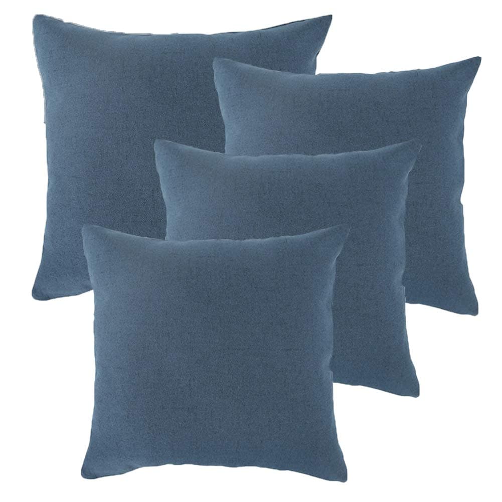 ALBAD Throw Pillow Covers 20 x 20 Inch Sets of 4 Blue Decorative Square Throw Pillow Cover Cushion Case Sofa Durable Modern Stylish Linen Blue Throw Cushion Covers Hidden Zipper