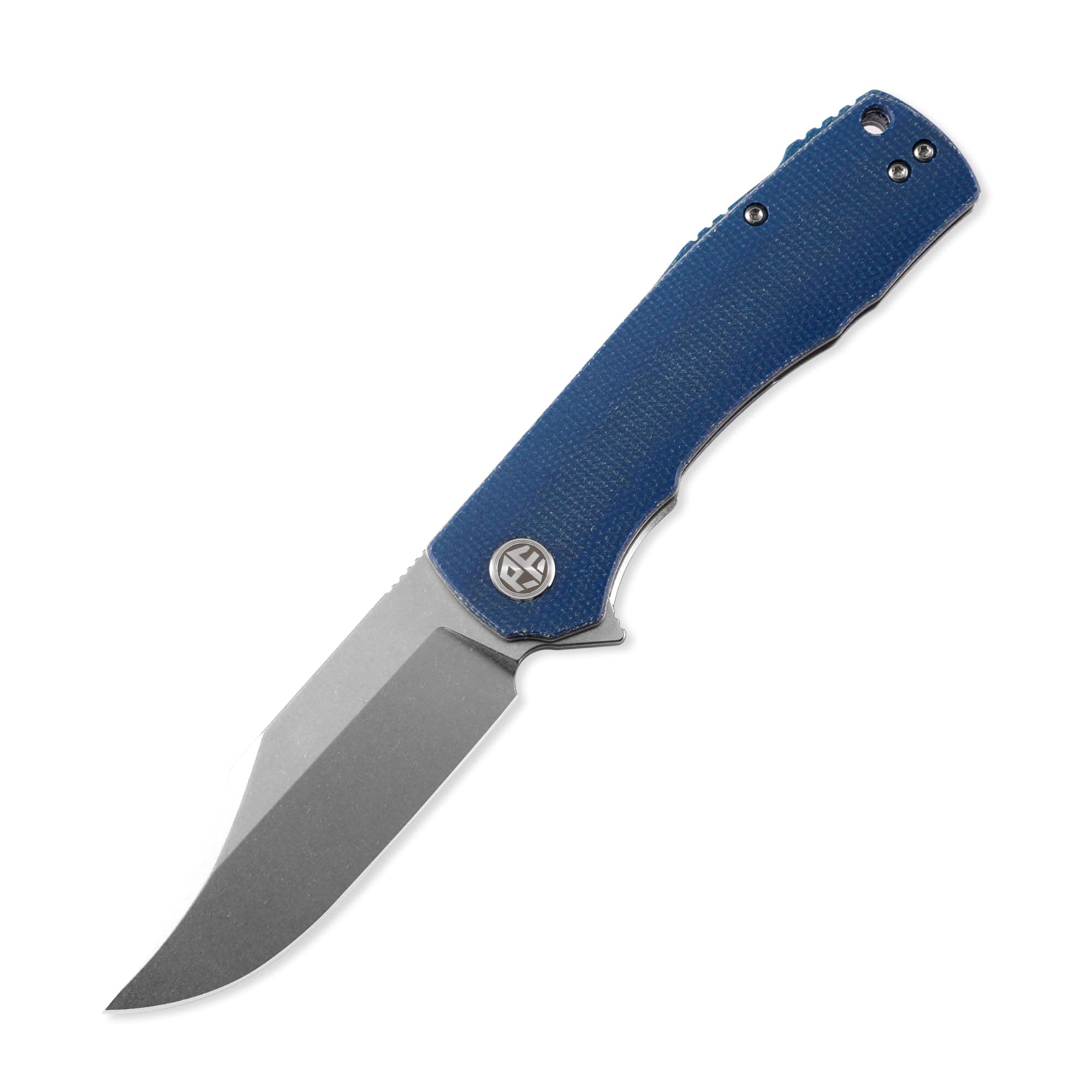 PFP03 Victor,3.58" K110 Stonewashed Blade,140g Micarta Handle Flipper Liner lock Folding knife (Blue Stonewashed)