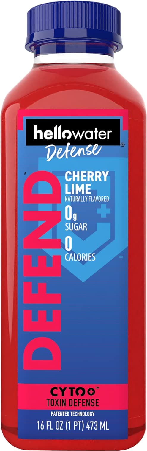 hellowater Defense – Toxin Overload Defense (Cherry Lime – Defend) – Immunity Aid – 0 Sugar – 0 Carbs – 0 Calories – Nothing Artificial – Low Glycemic – 16 Fl. oz. Bottles (Pack of 12)