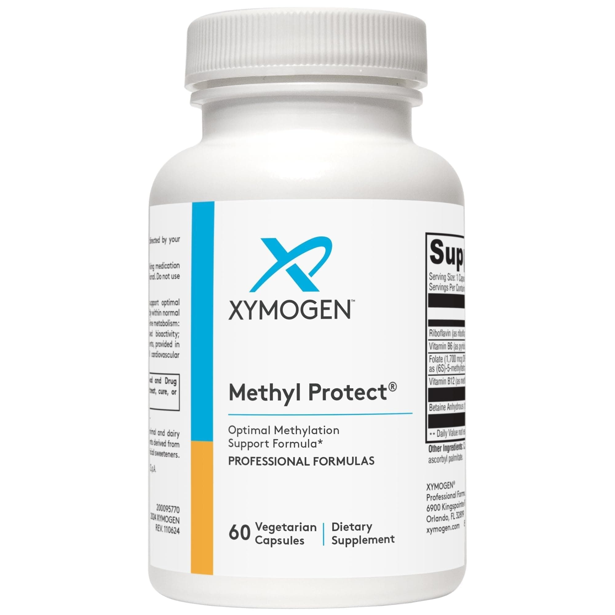 XYMOGEN Methyl Protect - 3,400 mcg 5-MTHF (5-Methyltetrahydrofolate) - Cardiovascular & Neurological Support - Activated Vitamin B Supplement - Vegetarian & Gluten-Free - 60 Capsules
