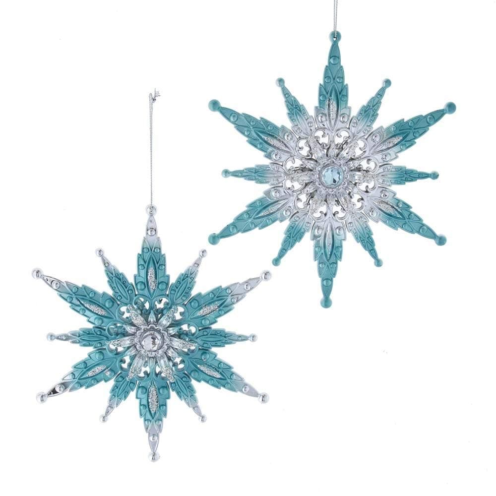 The Bridge Collection Silver & Blue Snowflake Ornaments, Set of 2