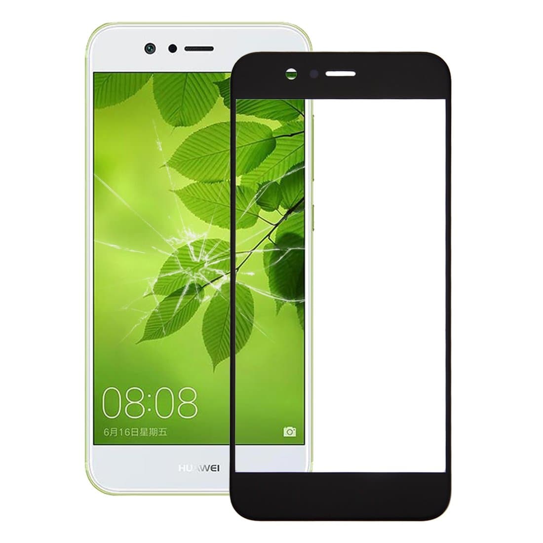 Ownstyle4you Huawei P10 Lite - Front Screen Outer Glass Black Front Glass Screen Glass Screen Glass Replacement Display Glass Front Display Glass with Frame