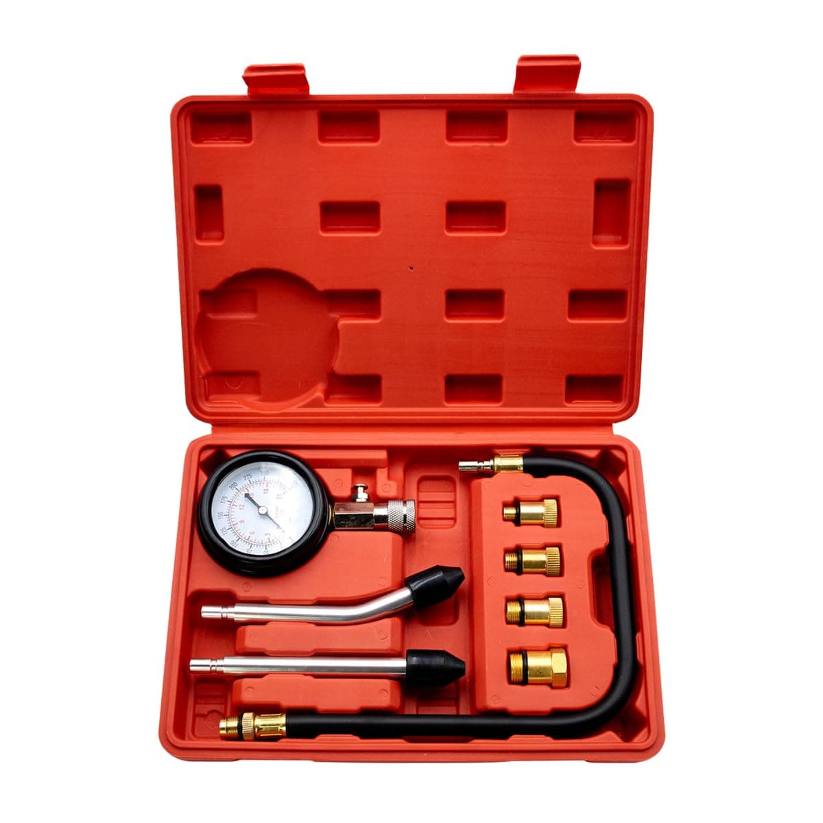 Compression Gauge Engine Compression Tester Diesel Engine Compression Test Kit Gasoline Engine Test Device for Vehicle, Truck, Motorcycle, Marine, Boat, Automobile