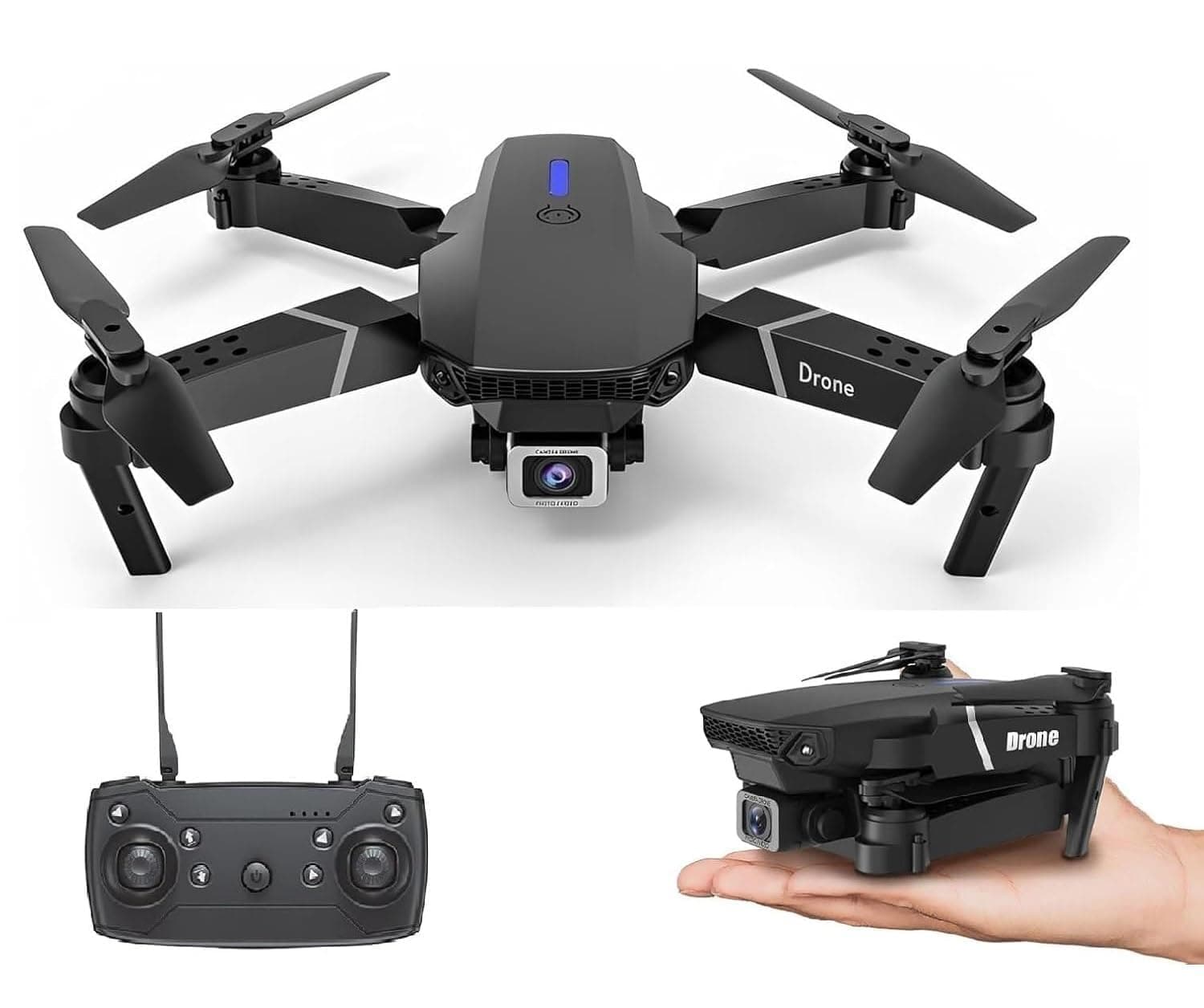 Foldable Remote Control Drone with Camera HD Wide Angle Lens Optical Visual Hovering with 1800Mah Battery WiFi FPV 4-Axis Camera with Dual Flash Lights