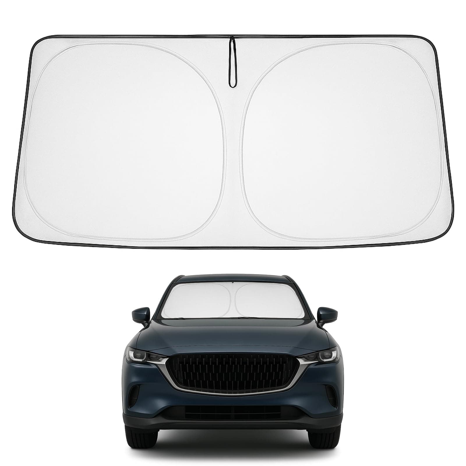 Proadsy Windshield Sun Shade Custom Fit Mazda CX-9 CX9 2016-2023 4-Layer Foldable Front Sunshade Protector Sun Visor Blocks UV Rays Keep Car Cooler
